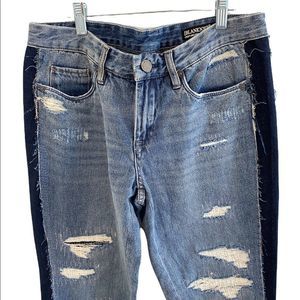 Blank NYC distressed girlfriend crop jeans
